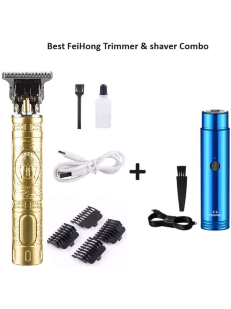     			FeiHong T9-Blue shaver & Gold Cordless Beard Trimmer With 45 minutes Runtime