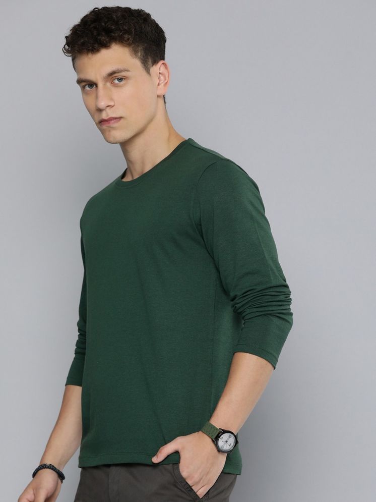     			PLUS PARADISE Cotton Blend Regular Fit Solid Full Sleeves Men's Round T-Shirt - Green ( Pack of 1 )