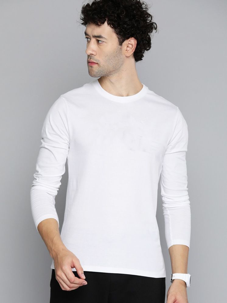     			PPTHEFASHIONHUB Cotton Blend Oversized Fit Solid Full Sleeves Men's Round T-Shirt - White ( Pack of 1 )