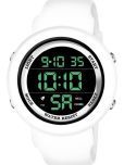 Rhonium White PU Digital Men's Watch