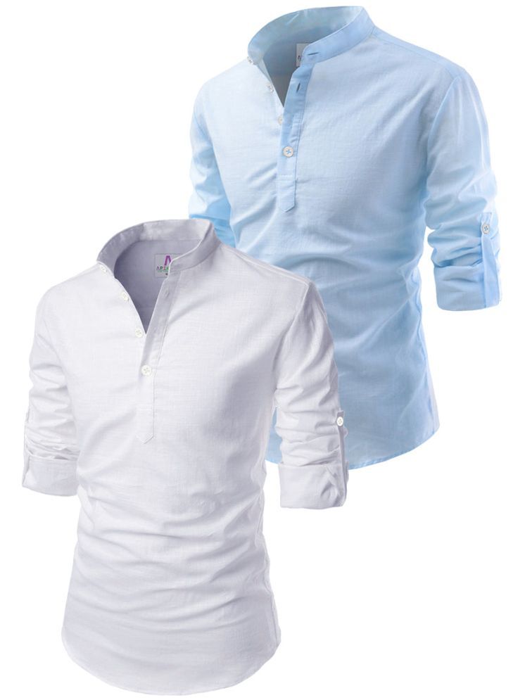     			Apektra Sky Blue Cotton Blend Men's Regular Kurta ( Pack of 2 )