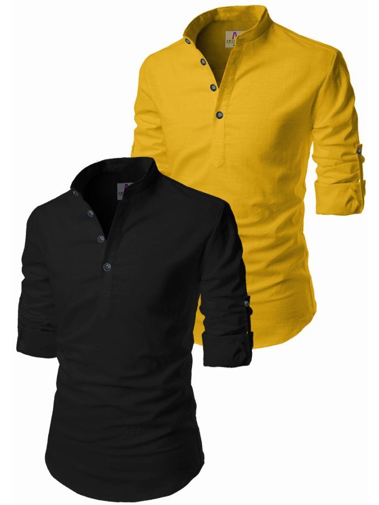     			Apektra Yellow Cotton Blend Men's Regular Kurta ( Pack of 2 )