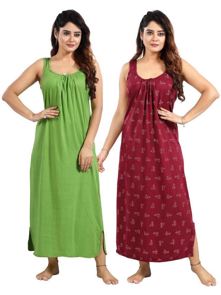     			Cinco Multicolor Cotton Blend Women's Nightwear Night Dress ( Pack of 2 )