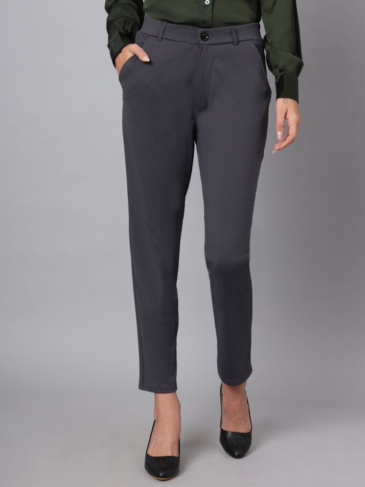     			FITHUB Dark Grey Cotton Blend Slim Women's Formal Pants ( Pack of 1 )