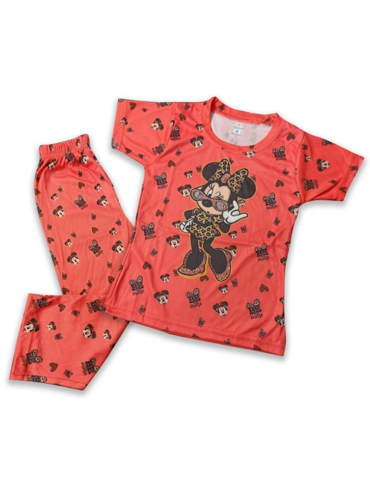     			Girls & Boys Night Suit Sleepwear for Kids Half Sleeves Cartoon Printed (Pack of 1, Multiprint & Color)