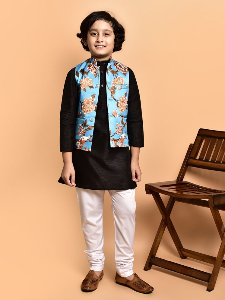     			PRINTCULTR Black Cotton Blend Boys Kurta Sets ( Pack of 1 )