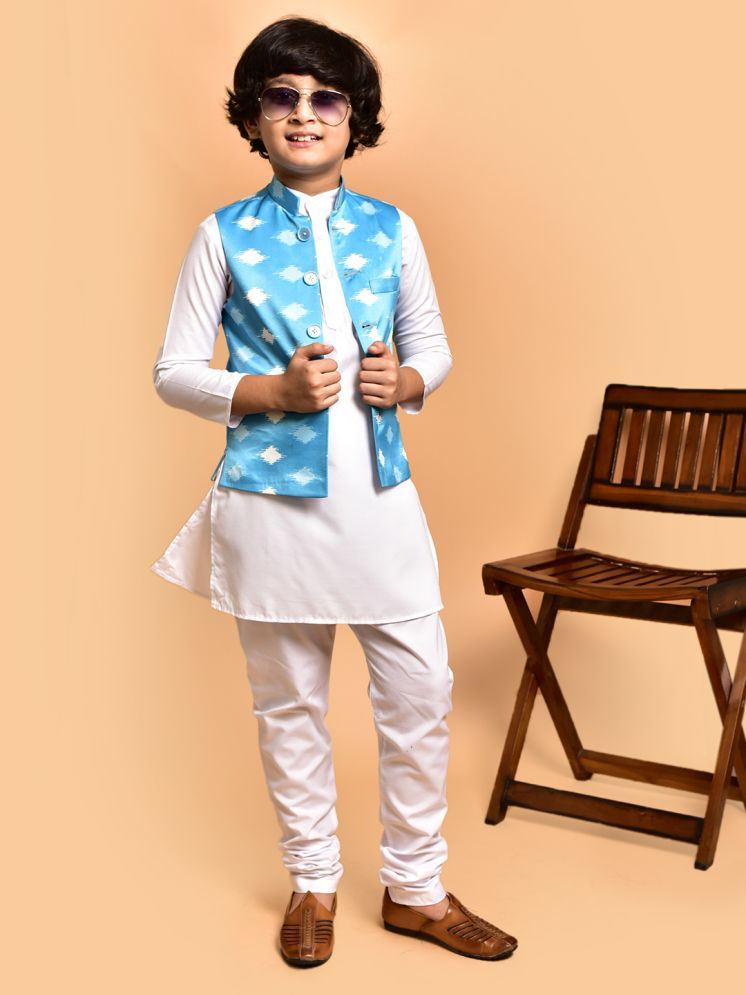     			PRINTCULTR White Cotton Blend Boys Kurta Sets ( Pack of 1 )