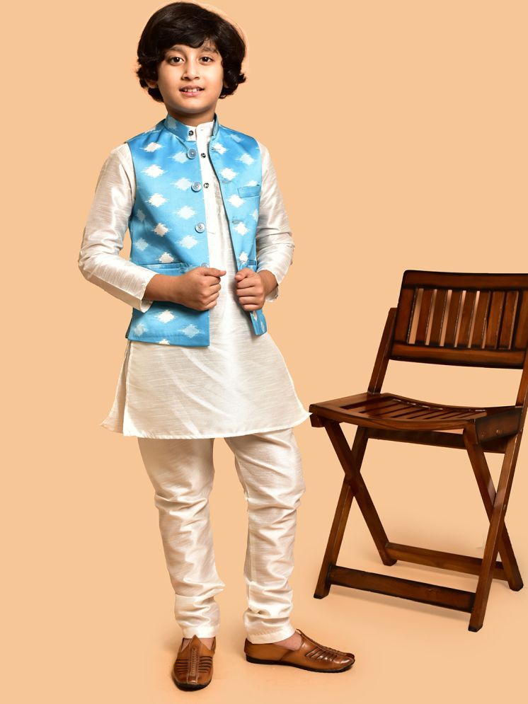     			PRINTCULTR White Silk Boys Kurta Sets ( Pack of 1 )