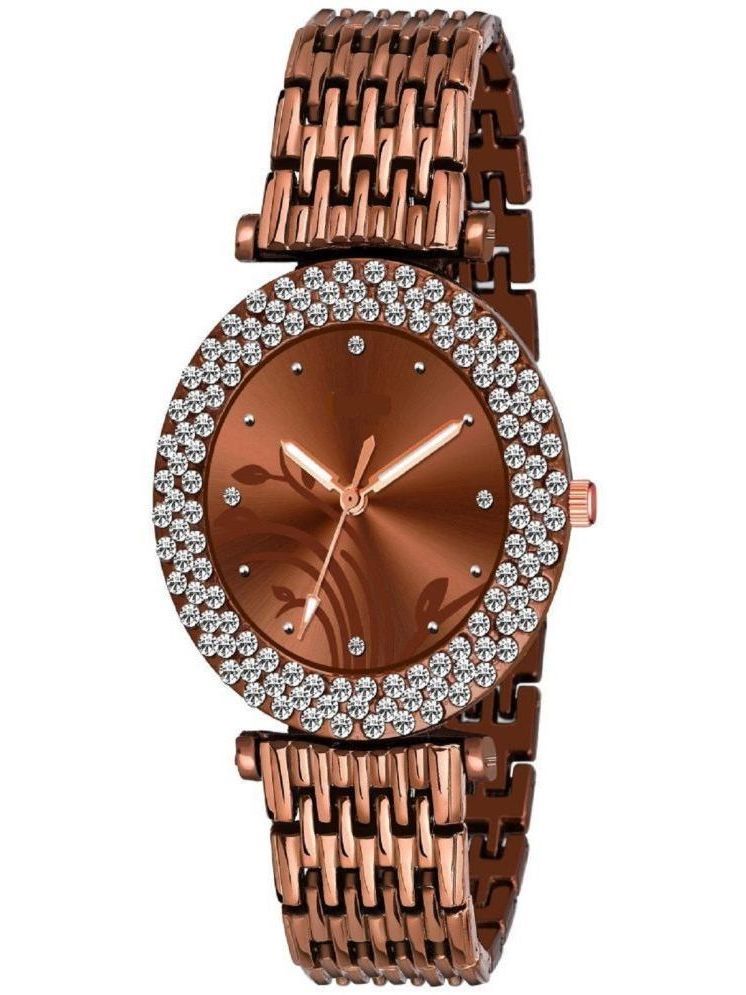     			Rhonium Brown Metal Analog Womens Watch