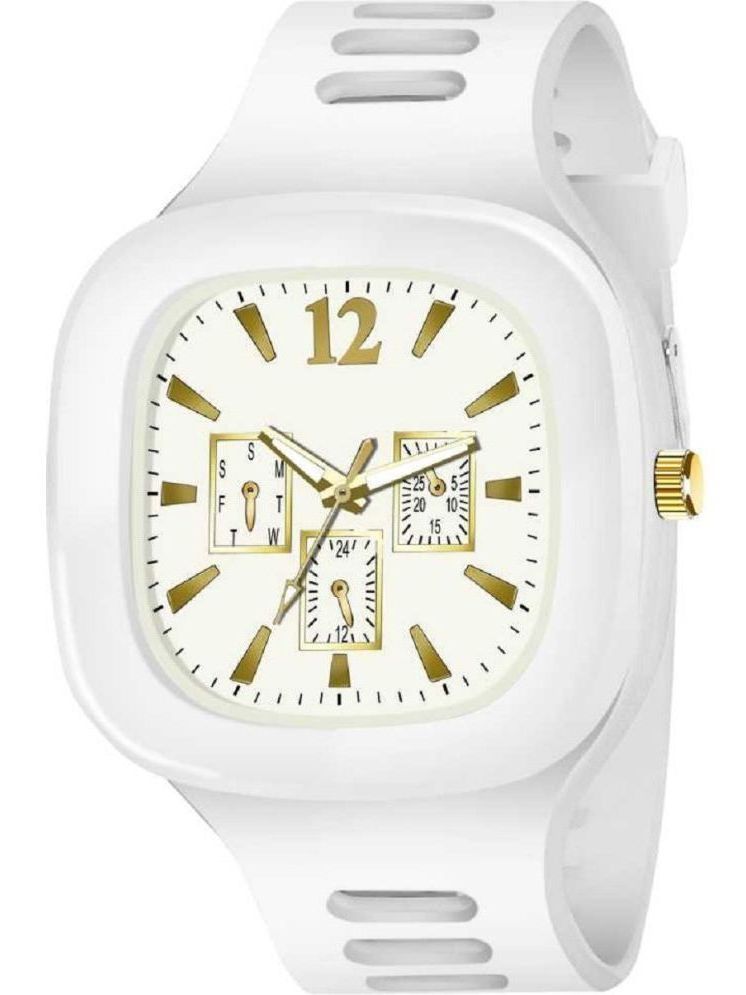     			Rhonium White PU Analog Men's Watch