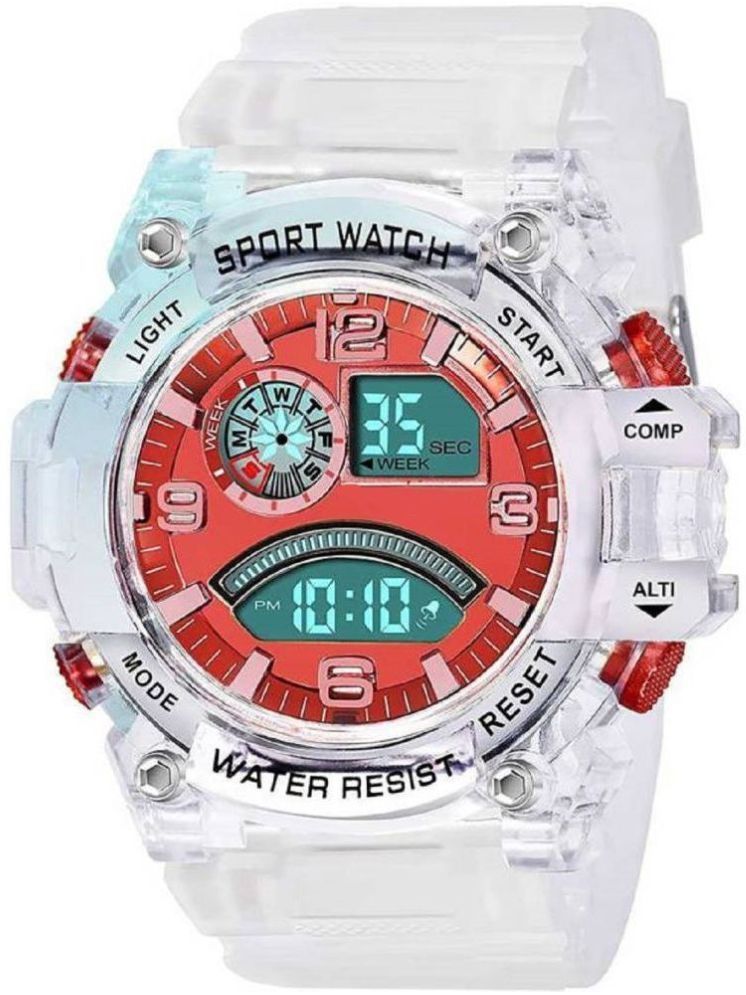     			Rhonium White Silicon Digital Men's Watch