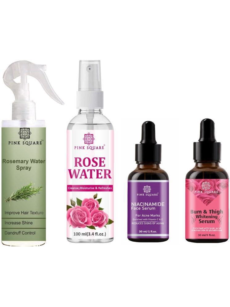     			Rosemary Water Hair Spray 100ml, Hydrating Fresh Rose water 100ml, Niacinamide Face Serum 30ml & Bum and Thigh Whitening Serum 30ml Combo 4