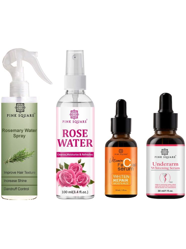     			Rosemary Water Hair Spray 100ml, Hydrating Fresh Rose water 100ml, Vitamin-C Serum 30ml & Underarm Whitening Serum 30ml Combo 4