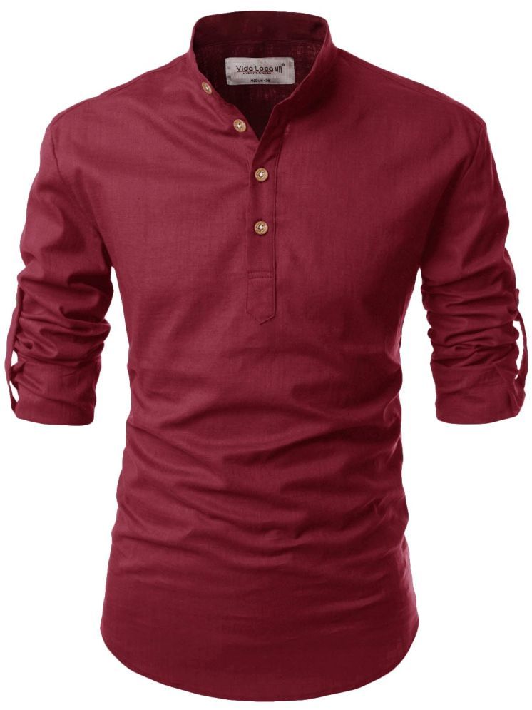     			Vida Loca Maroon Cotton Blend Men's Shirt Style Kurta ( Pack of 1 )