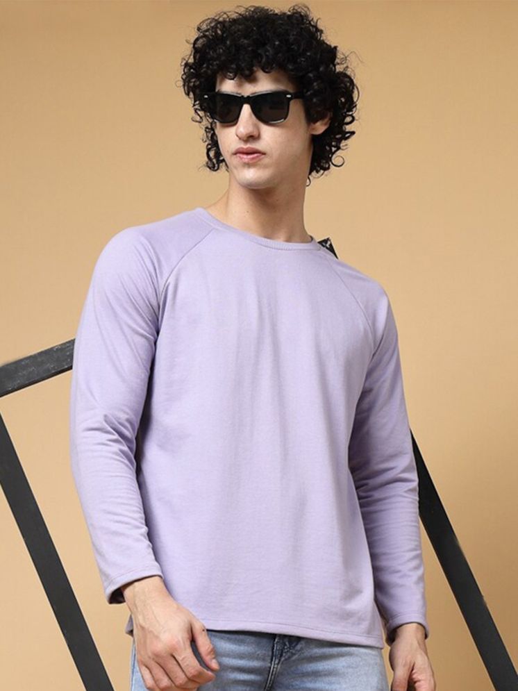     			plusperfaction Cotton Blend Regular Fit Solid Full Sleeves Men's Round T-Shirt - Lavender ( Pack of 1 )