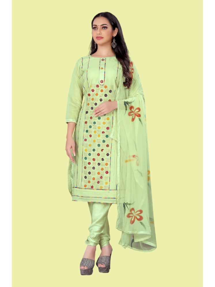     			Lady Shopi Unstitched Cotton Blend Printed Dress Material - Sea Green ( Pack of 1 )