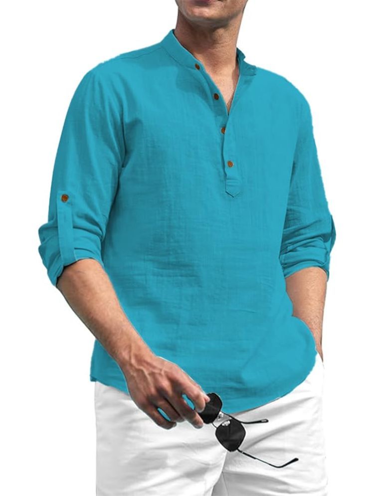     			TrendiVastra Dark Green Cotton Blend Men's Shirt Style Kurta ( Pack of 1 )