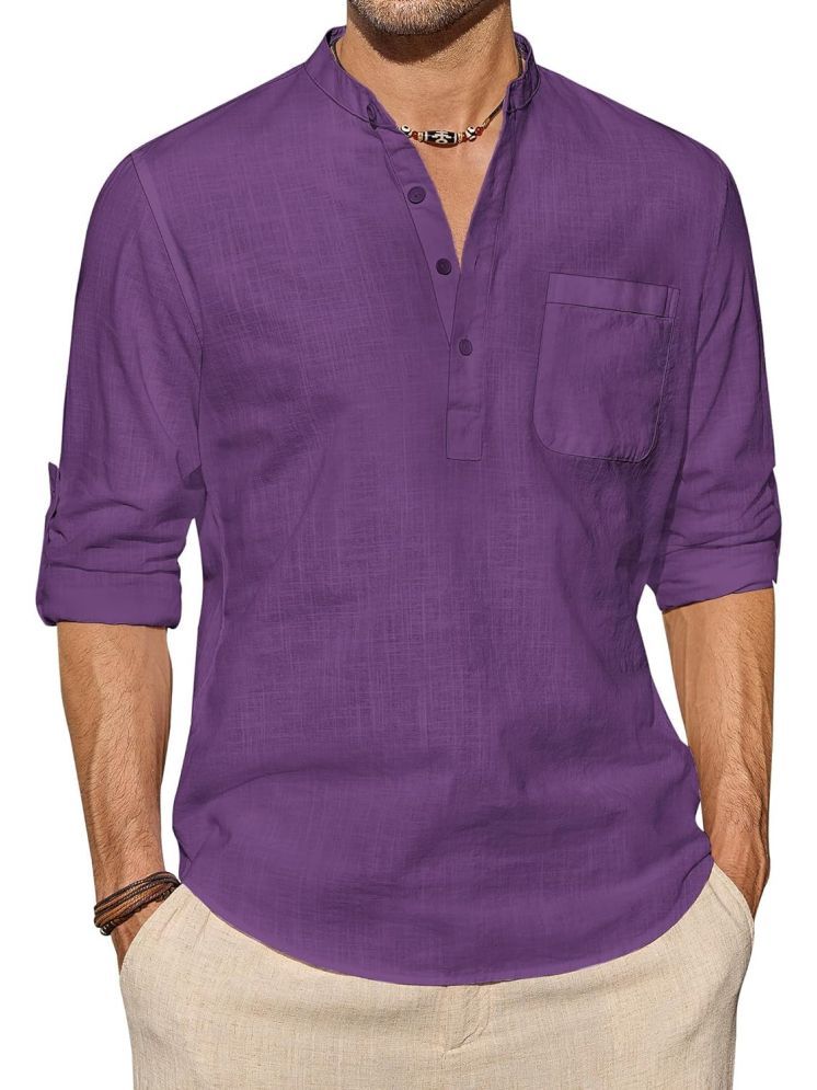     			TrendiVastra Purple Cotton Blend Men's Shirt Style Kurta ( Pack of 1 )