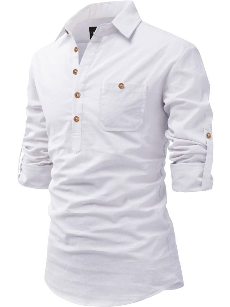     			UNI VIBE White Cotton Blend Men's Shirt Style Kurta ( Pack of 1 )