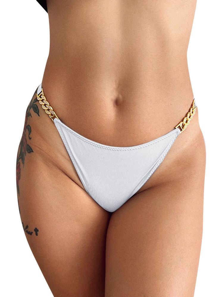     			UR HIGHER SELF White Poly Cotton Printed Women's G-Strings ( Pack of 1 )