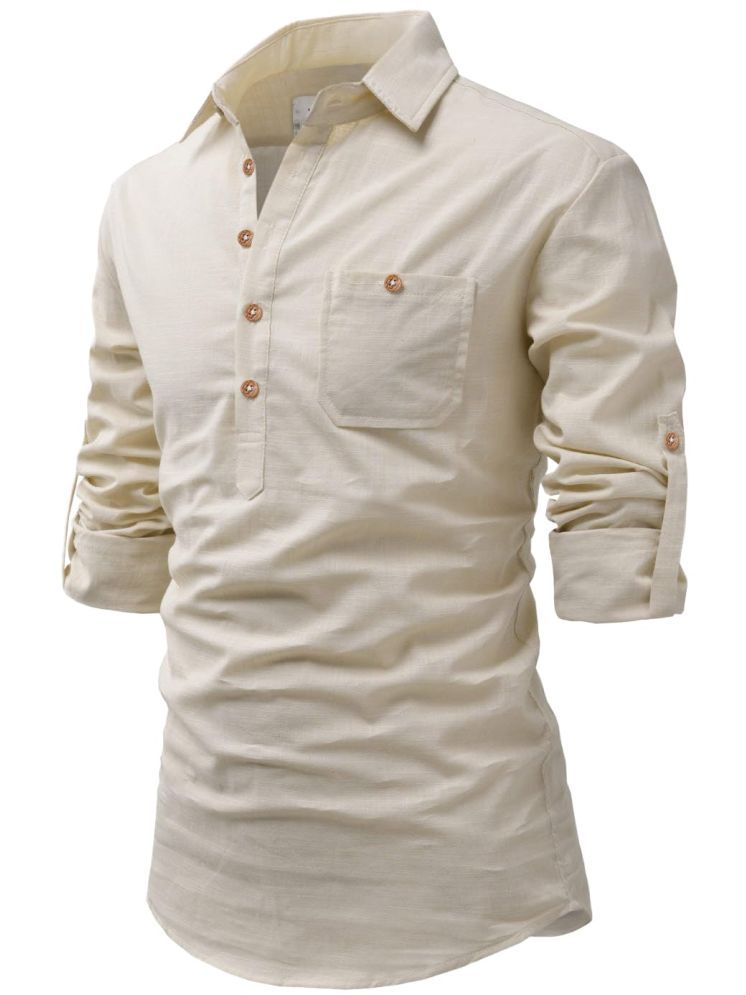     			Vida Loca Beige Cotton Blend Men's Shirt Style Kurta ( Pack of 1 )