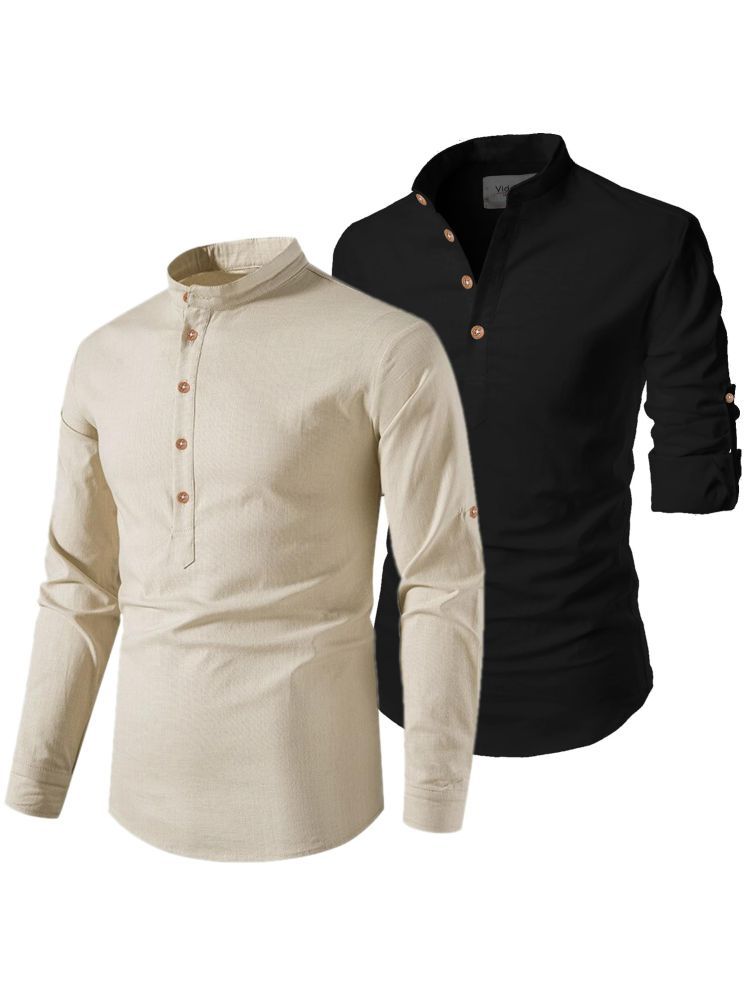     			Vida Loca Black Cotton Blend Men's Shirt Style Kurta ( Pack of 2 )