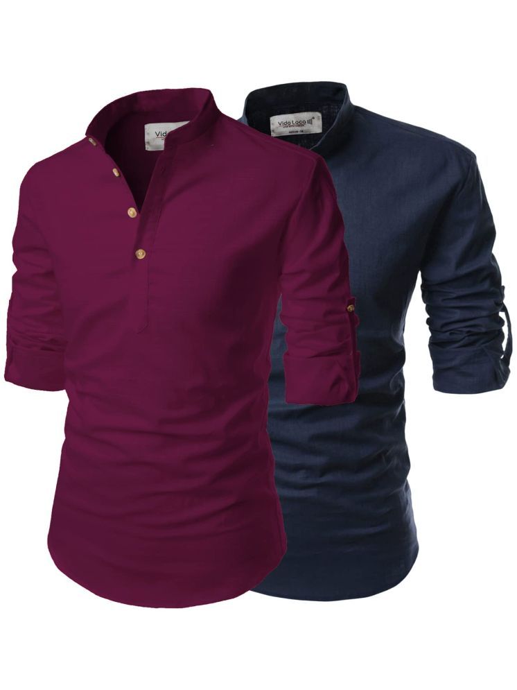     			Vida Loca Magenta Cotton Blend Men's Shirt Style Kurta ( Pack of 2 )