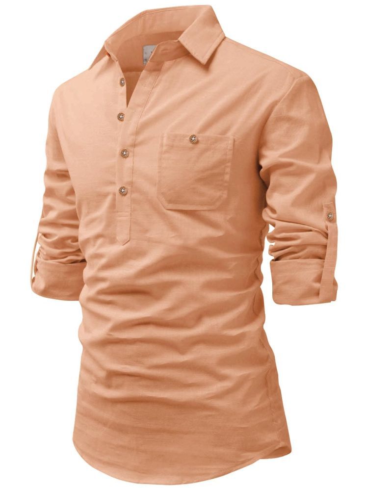     			Vida Loca Orange Cotton Blend Men's Shirt Style Kurta ( Pack of 1 )