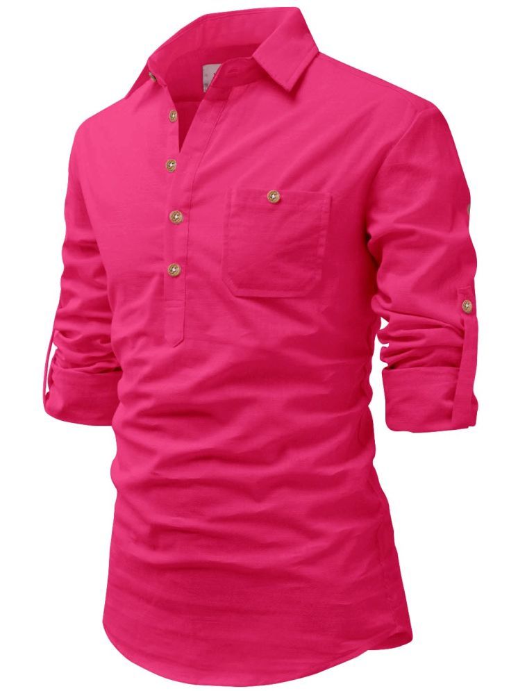     			Vida Loca Pink Cotton Blend Men's Shirt Style Kurta ( Pack of 1 )