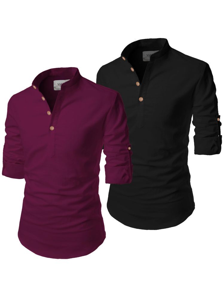     			Vida Loca Purple Cotton Blend Men's Shirt Style Kurta ( Pack of 2 )