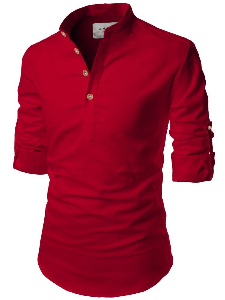     			Vida Loca Red Cotton Blend Men's Shirt Style Kurta ( Pack of 1 )