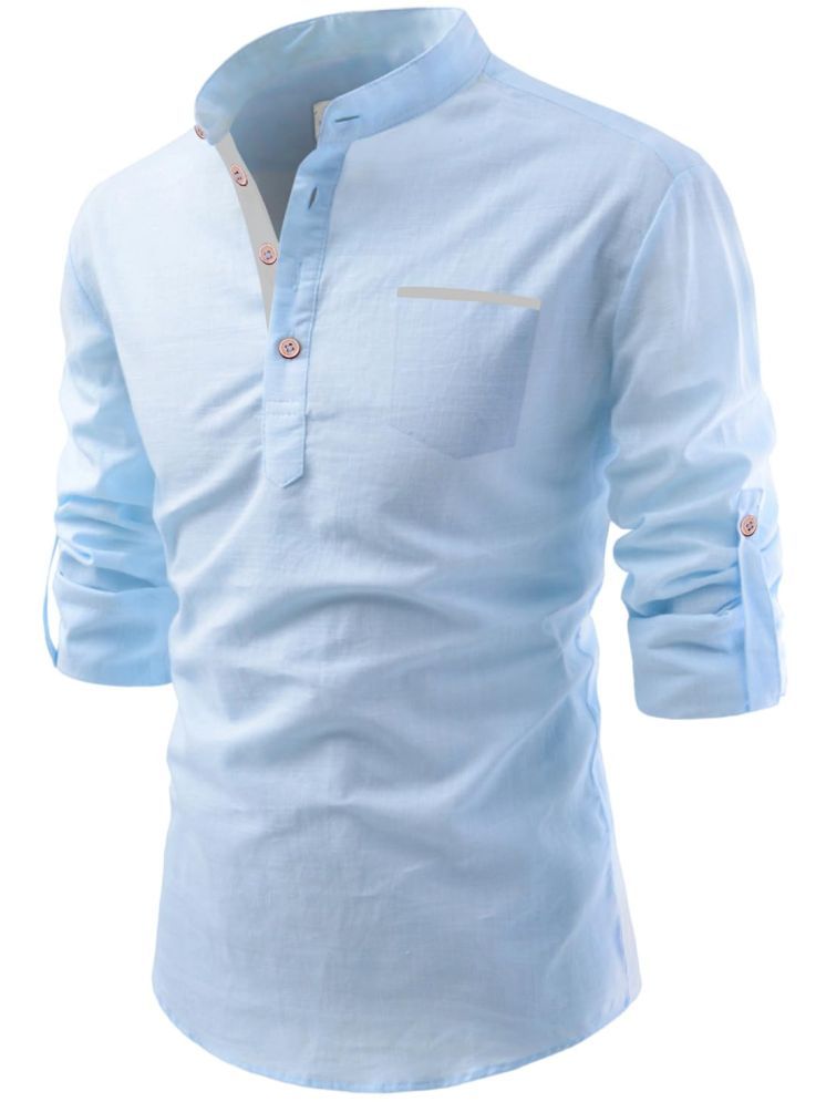     			Vida Loca Sky Blue Cotton Blend Men's Shirt Style Kurta ( Pack of 1 )