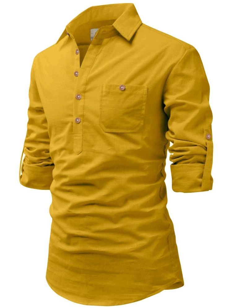     			Vida Loca Yellow Cotton Blend Men's Shirt Style Kurta ( Pack of 1 )