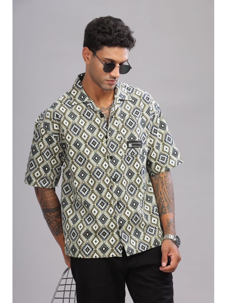     			COLOR HUNT 100% Cotton Oversized Fit Printed Half Sleeves Men's Casual Shirt - Olive ( Pack of 1 )