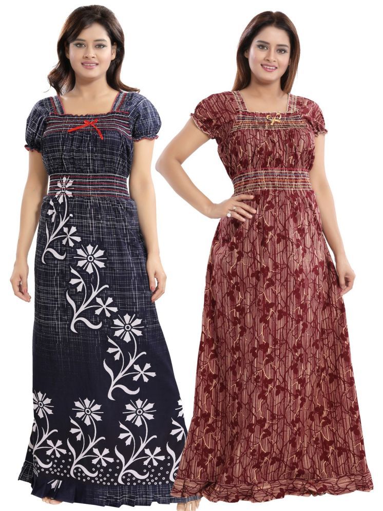     			Cinco Multicolor Cotton Blend Women's Nightwear Nighty & Night Gowns ( Pack of 2 )