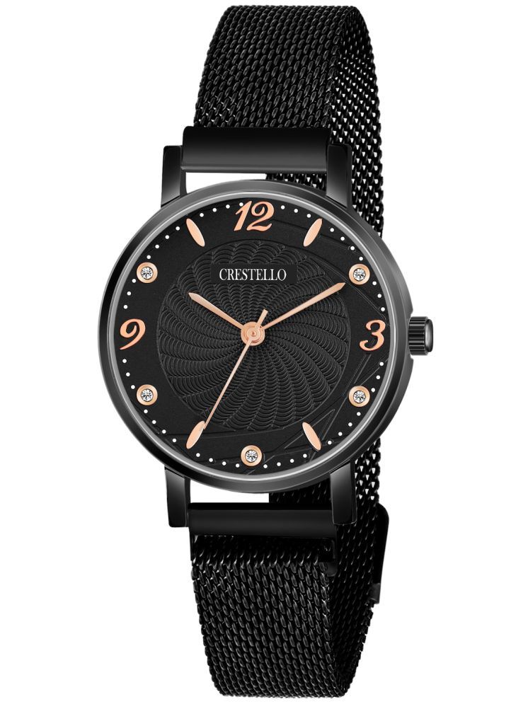     			Crestello Black Metal Analog Womens Watch