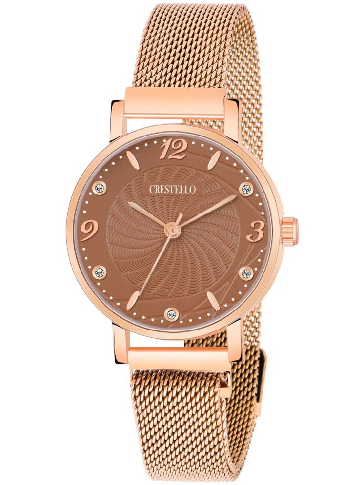     			Crestello Rose Gold Metal Analog Womens Watch