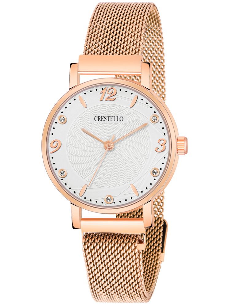     			Crestello Rose Gold Metal Analog Womens Watch