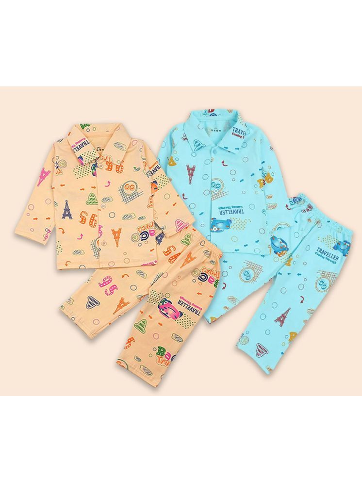     			Kids Pajama Set Combo | Cotton | Nightwear |Night Suit | Sleepwear for Baby/Kids | Soft | Comfortable | Cool Prints | for Boys and Girls  (Pack of 2)