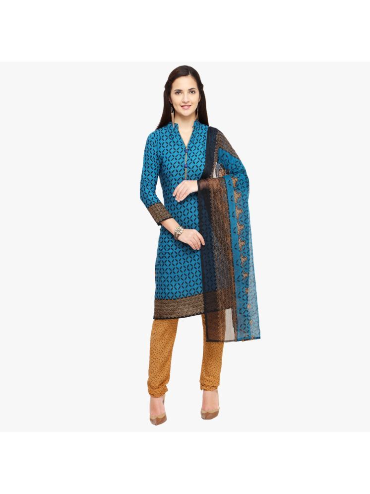     			Kkrish Unstitched Crepe Printed Dress Material - Blue ( Pack of 1 )