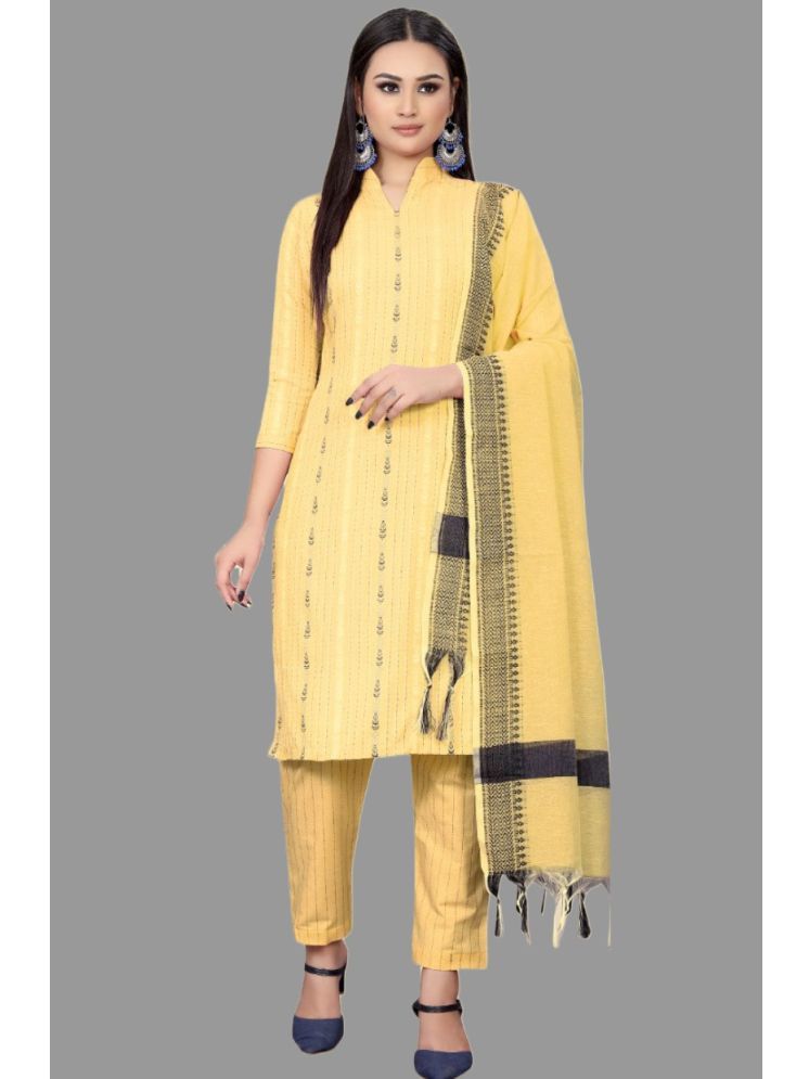     			Lady Shopi Unstitched Cotton Printed Dress Material - Yellow ( Pack of 1 )