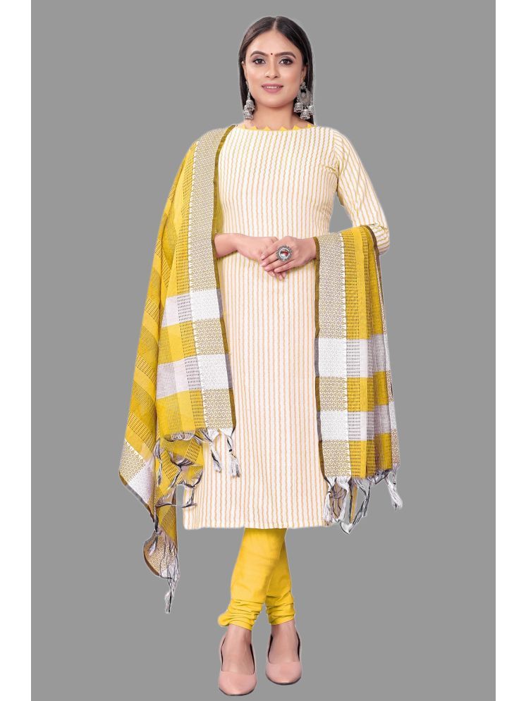     			Lady Shopi Unstitched Cotton Printed Dress Material - Yellow ( Pack of 1 )