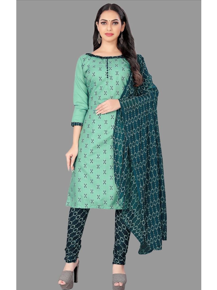     			Lady Shopi Unstitched Cotton Printed Dress Material - Sea Green ( Pack of 1 )