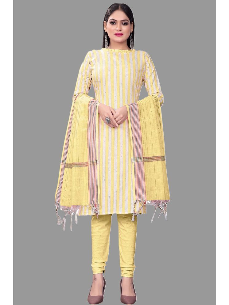     			Lady Shopi Unstitched Cotton Printed Dress Material - Yellow ( Pack of 1 )