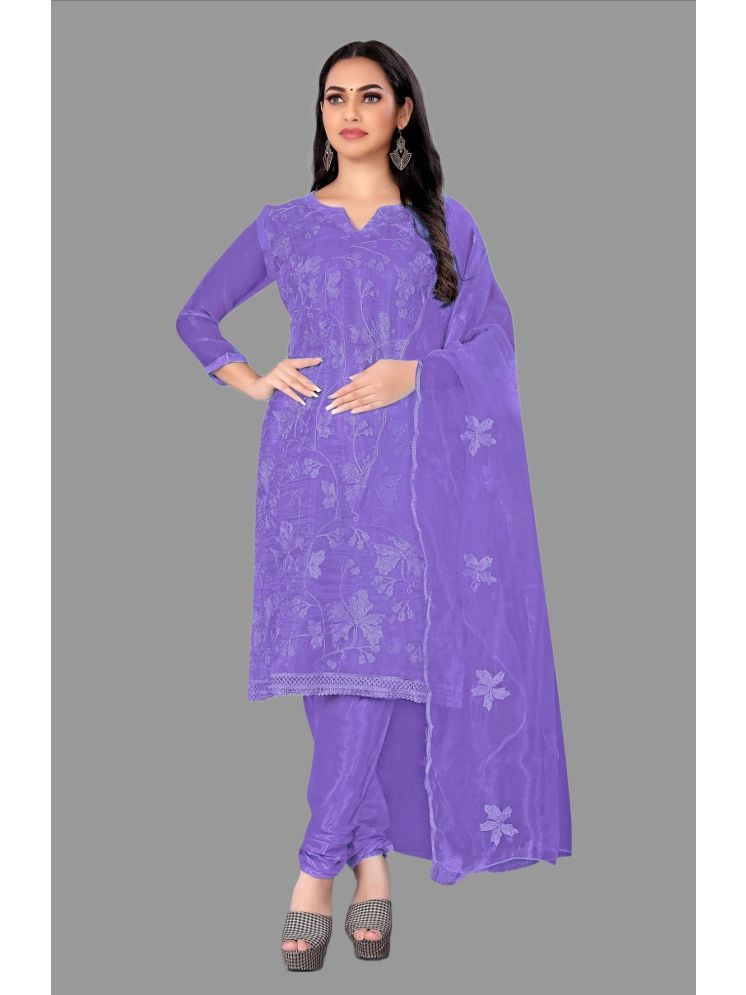     			Lady Shopi Unstitched Cotton Printed Dress Material - Lavender ( Pack of 1 )