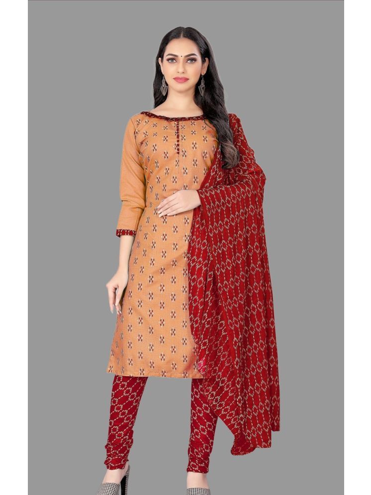     			Lady Shopi Unstitched Cotton Printed Dress Material - Orange ( Pack of 1 )