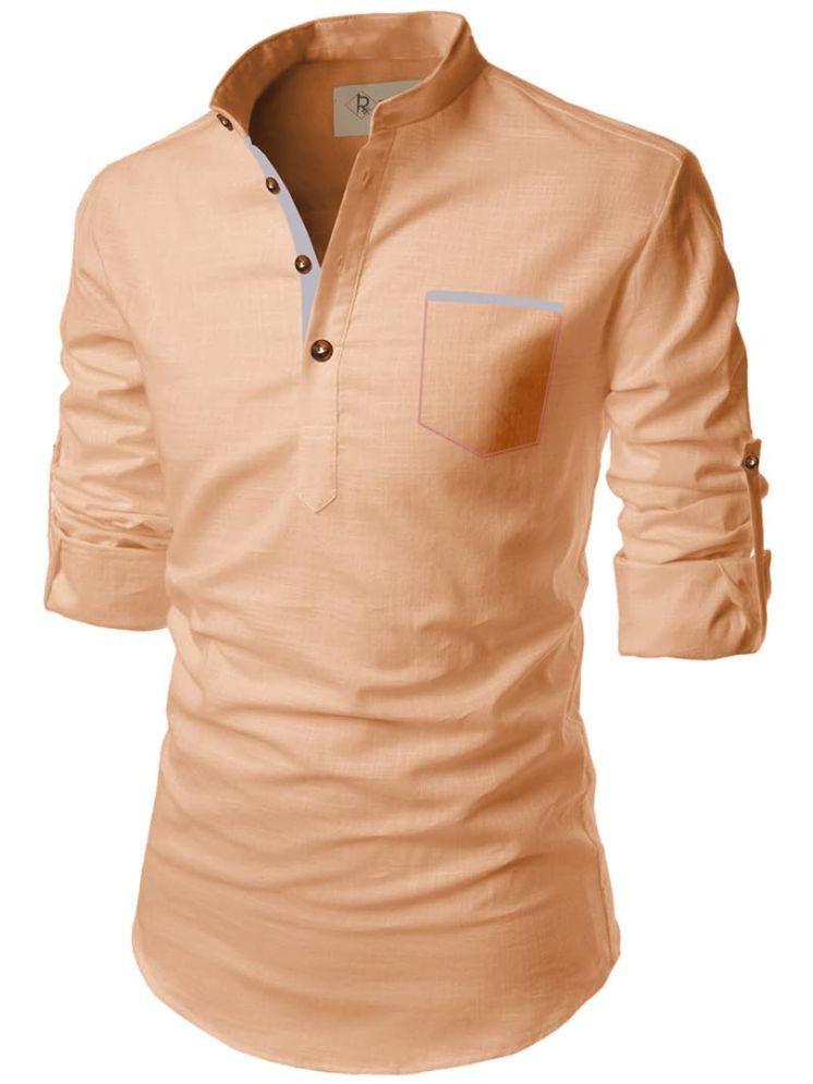     			TrendiVastra Orange Cotton Blend Men's Shirt Style Kurta ( Pack of 1 )