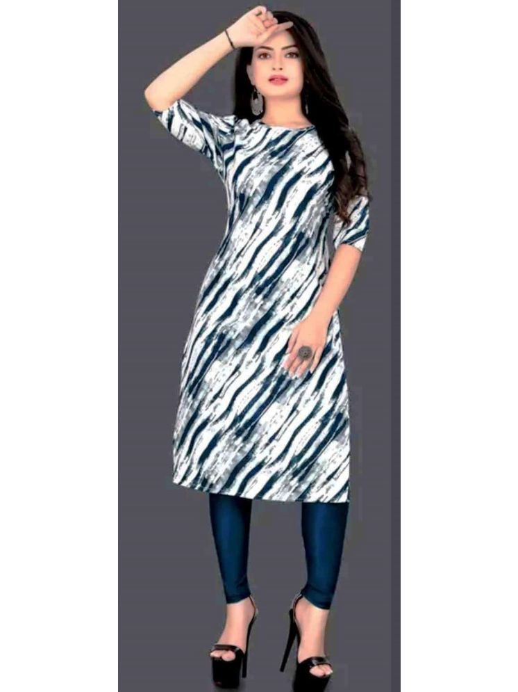     			VACHHARAJ GROUP Crepe Printed Straight Women's Kurti - Blue ( Pack of 1 )