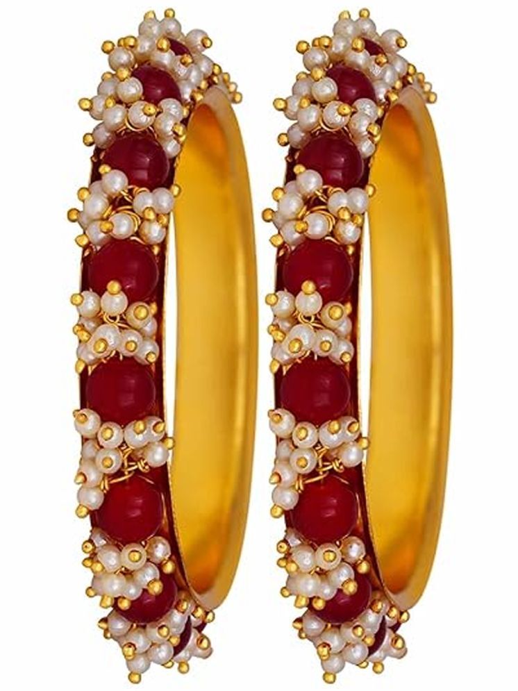     			JFL - Jewellery For Less Red Bangle ( Pack of 2 )