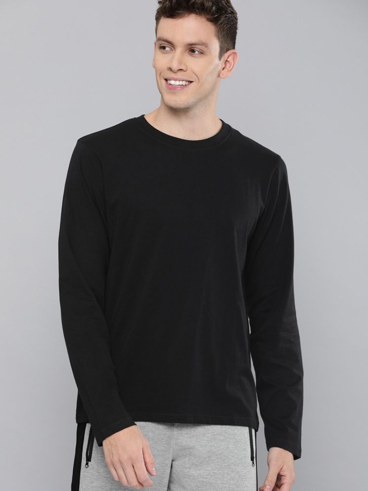     			PLUS PARADISE Cotton Blend Regular Fit Solid Full Sleeves Men's Round T-Shirt - Black ( Pack of 1 )